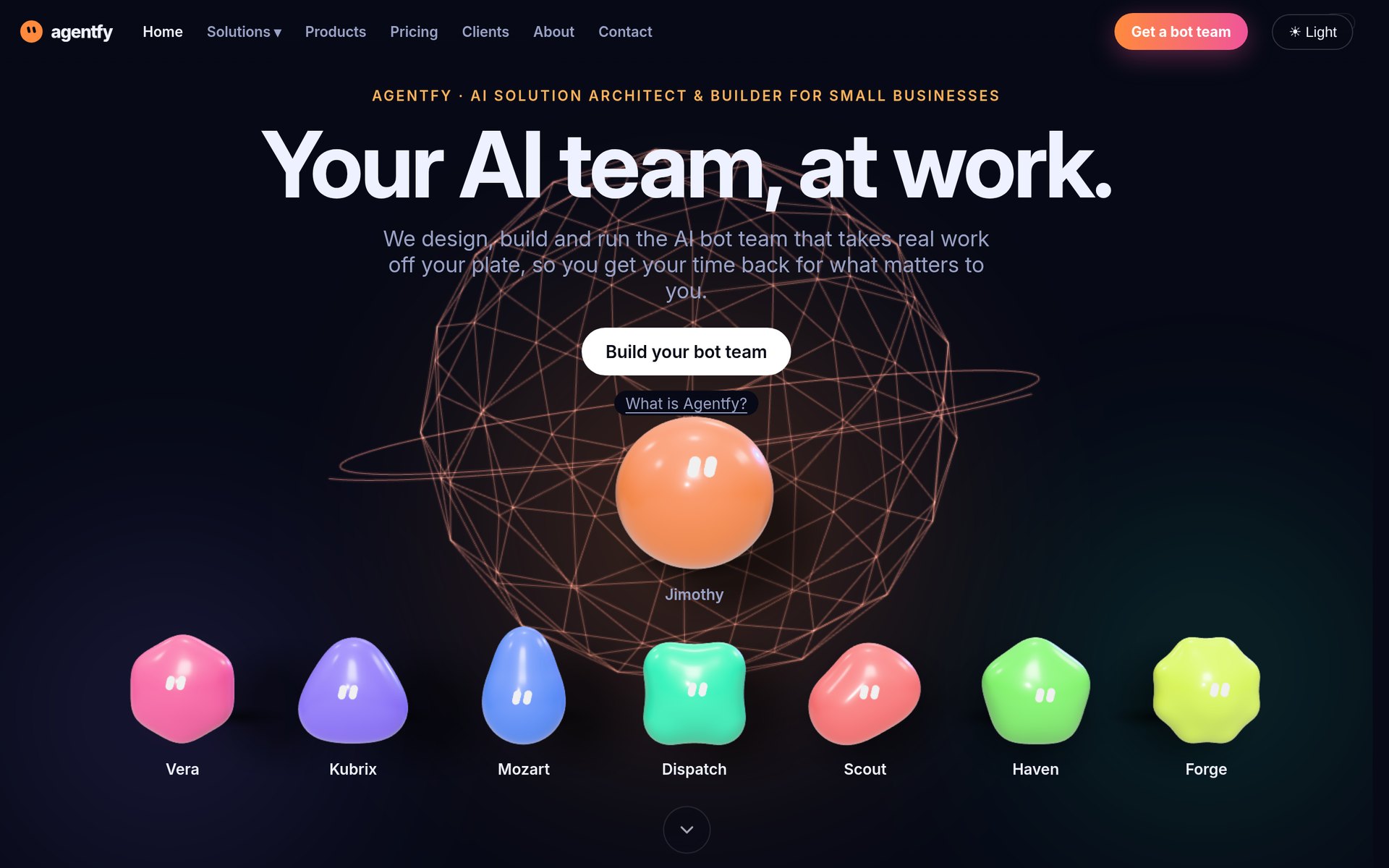 Agentfy website, section 1