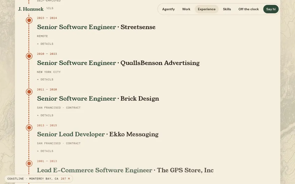 John Hanusek · CV website, section 2