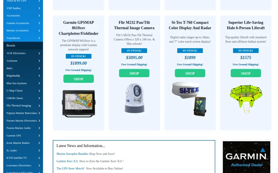 The GPS Store website, section 1