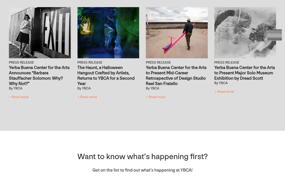 YBCA website, section 1